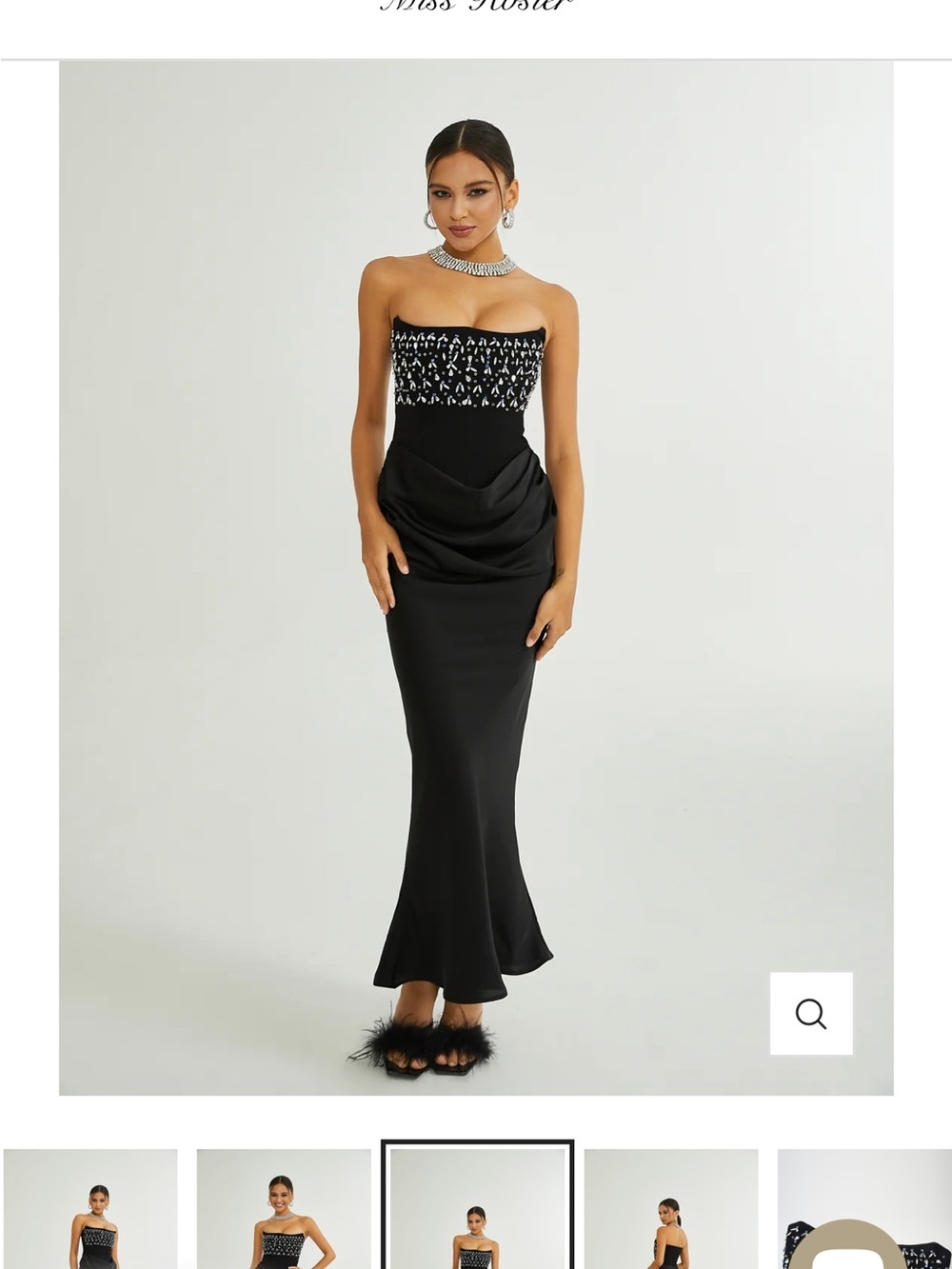 Aurore Crystal Embellished Maxi Dress  Strapless white Embellished Maxi Dress